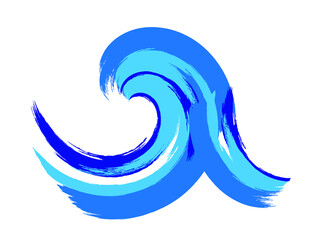 Grunge Wave Logo Element. Surfing Icon . Brush Stroke . Vector Illustration. 