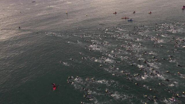 Aerial drone Garmin Barcelona Triathlon 2013 sports beach bike running swimming sea