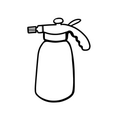 Hand sprayer for plants on a white background.Garden sprayer for small spraying.Vector illustration in the Doodle style.