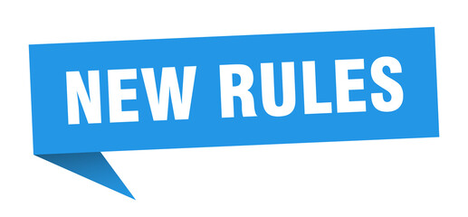 new rules banner. new rules speech bubble. new rules sign