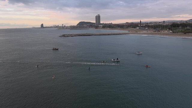 Aerial drone Garmin Barcelona Triathlon 2013 sports beach bike running swimming sea