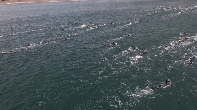 Aerial drone Garmin Barcelona Triathlon 2013 sports beach bike running swimming sea