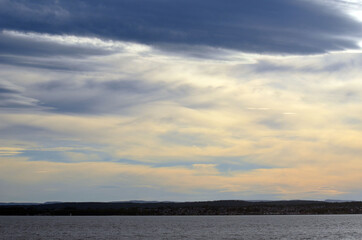 Oslofjord. View of the North Sea from Ferry from Horten to Moss connects Ostfold and Vestfold in Norway. Ferry crossing Oslofjord