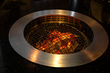clean and empty grill stove in japanese restaurant.