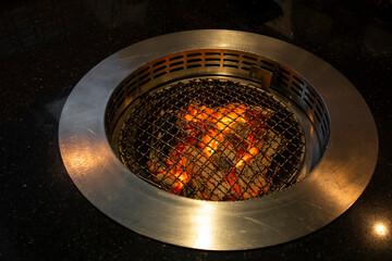 clean and empty grill stove in japanese restaurant.