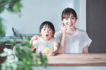 親子で歯磨き