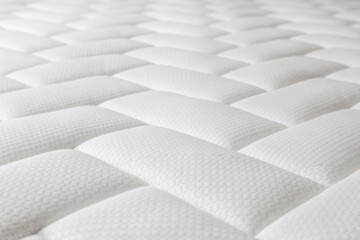 Close up shot of white orthopedic mattress top side surface pattern with a lot of copy space for...