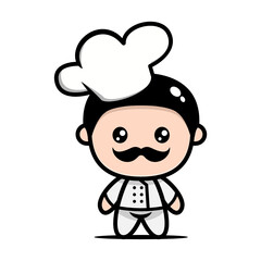 Cute chef mascot design illustration