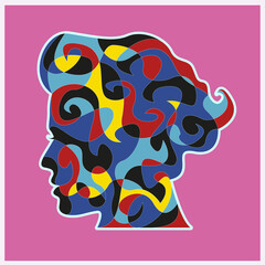 Head, silhouette, image, abstract, decorative, feminine, association, vector.