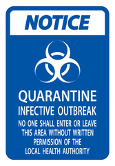 Notice Quarantine Infective Outbreak Sign Isolate on transparent Background,Vector Illustration