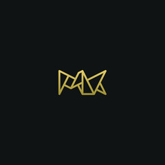Fototapeta premium Unique minimal and creative style golden and black color MK or KM initial based logo