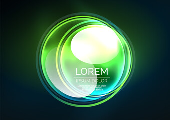 Glowing neon shiny transparent bubbles, glass circles or bio cell concept. Techno futuristic vector abstract background For Wallpaper, Banner, Background, Card, Book Illustration, landing page