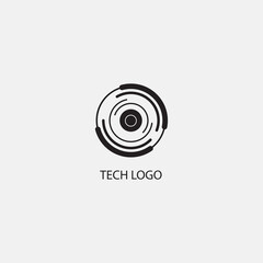 circle logo technology illustration in black. vector design