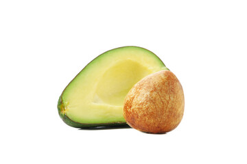 Ripe fresh avocado isolated on white background