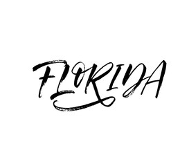 Fototapeta premium Florida postcard. Hand drawn brush style modern calligraphy. Vector illustration of handwritten lettering. 