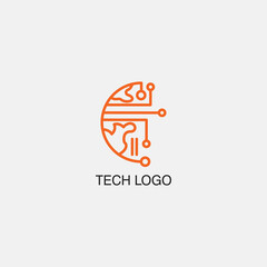 electronic network logo simple color line illustration globe. vector design