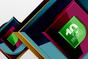 Glossy glass squares with round elements geometric composition. Abstract geometric background with 3d effect composition For Wallpaper, Banner, Background, Card, Book Illustration, landing page