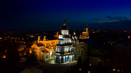 Fototapeta premium Temples, monasteries in the night city.