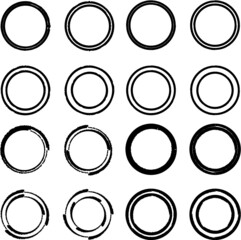 Stamps Collection. Grunge Circles, Banners, Insignias , Logos, Icons, Labels and Badges Set .  Retro Frames for Emblems. Eclipse Isolated blank shapes with dirty, distressed scratched Texture.