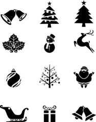 Christmas icons ,vector illustration holiday season 12 icons