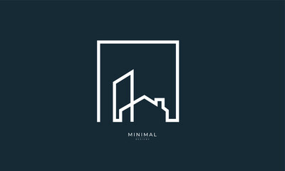a line art icon  logo of house, building,  real estate 