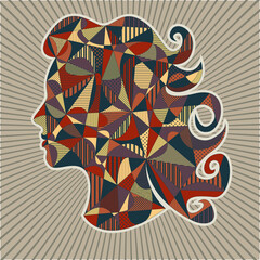 Female head silhouette, image, abstract, decorative, association, vector.