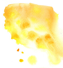 Beautiful wet yellow streaks watercolor background
