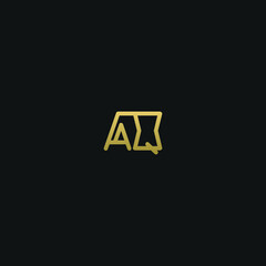 Unique minimal and creative style golden and black color AQ or QA initial based logo