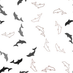 Dark Red vector seamless background with dolphins.
