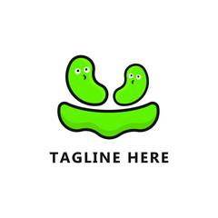 abstract green bean logo vector illustration. bean logo character.