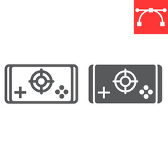 Mobile game line and glyph icon, video games and smartphone, mobile gaming sign vector graphics, editable stroke linear icon, eps 10.