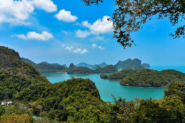 Fototapeta na wymiar Great panoramic view of the Ang Thong Marine Park in Thailand