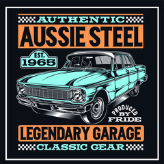 “Aussie steel " was created with Adobe illustrator. Can be used for digital printing and screen printing
