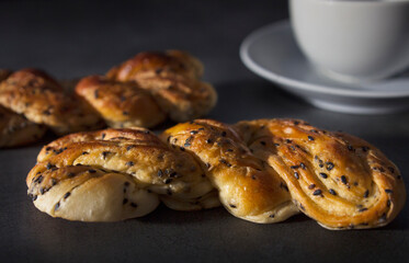 Fresh homemade bread  on table, breakfast food concept.
