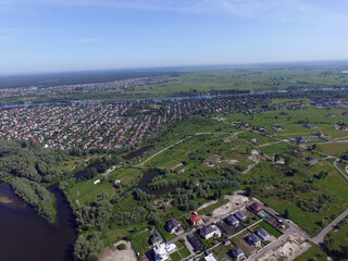 Aerial view of the saburb landscape (drone image). Near Kiev