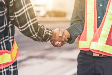 Shake hand or Hand shake engineer partnership teamwork people agreement team cooperation success full project construction