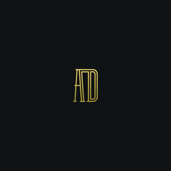 Unique minimal and creative style golden and black color AD or DA initial based logo