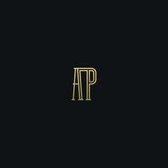 Unique minimal and creative style golden and black colorAP or PA initial based logo