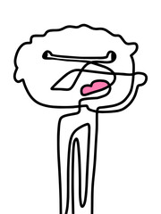 Modern Abstract Face Portrait. Linear Ink Brush Contemporary Continuous Painting. Fashion Style Black And White Abstraction Poster. Vector Illustration Clipart.