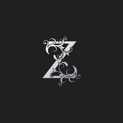 Luxury Z Initial Letter Logo gold color, vector design concept ornate swirl floral leaf ornament with initial letter alphabet