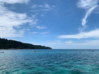 Fototapeta premium Tropical Island with boats in Malaysia