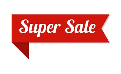 Red banner super sale Isolated on white background, for your design web site and branding banner. Vector Illustration