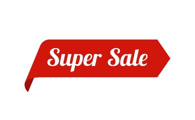 Red banner super sale Isolated on white background, for your design web site and branding banner. Vector Illustration