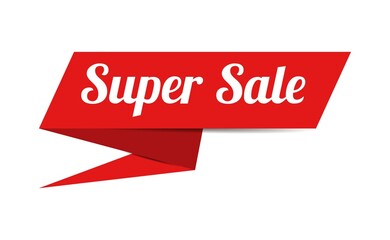 Red banner super sale Isolated on white background, for your design web site and branding banner. Vector Illustration