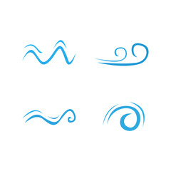 Blue waves, line art geometric art - logo purposes