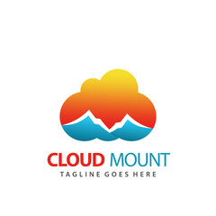 Abstract Cloud Mountain Logo Design Premium Vector Illustration