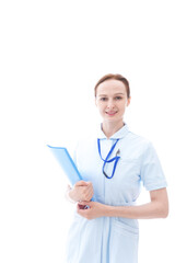 ナース服を着たヨーロッパ人の看護師