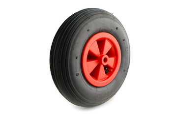 wheelbarrow spare wheel tire, isolated on white