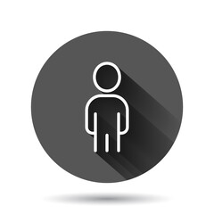 People communication icon in flat style. People vector illustration on black round background with long shadow effect. Partnership circle button business concept.