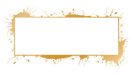 gold brush painted ink stamp banner on white background	
